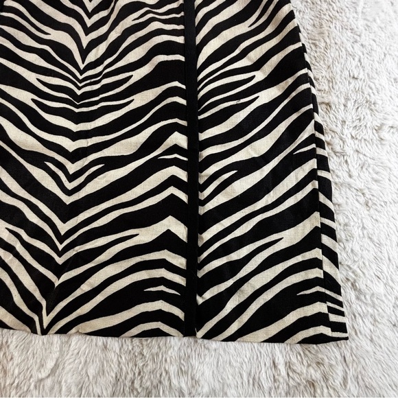 J.Crew Linen Zebra Print Skirt Size 10 - Picture 2 of 8